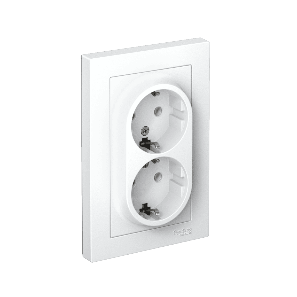 Двойная розетка Systeme (Schneider) Electric AtlasDesign ATN000124 белая с заземлением