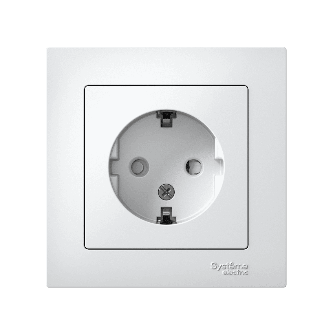 Розетка ATN000144 с заземлением, защитными шторками и рамкой, ATLASDESIGN