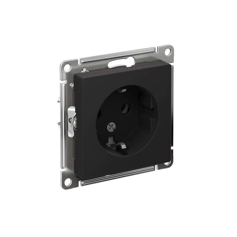 Розетка с заземлением Systeme Electric ATLASDESIGN карбон ATN001043