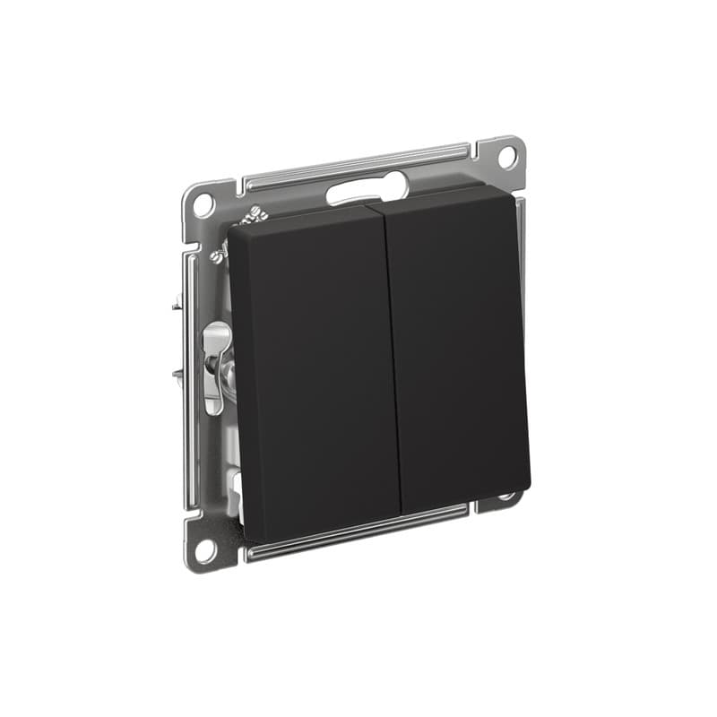 Выключатель проходной двухклавишный Systeme Electric ATLASDESIGN карбон ATN001065