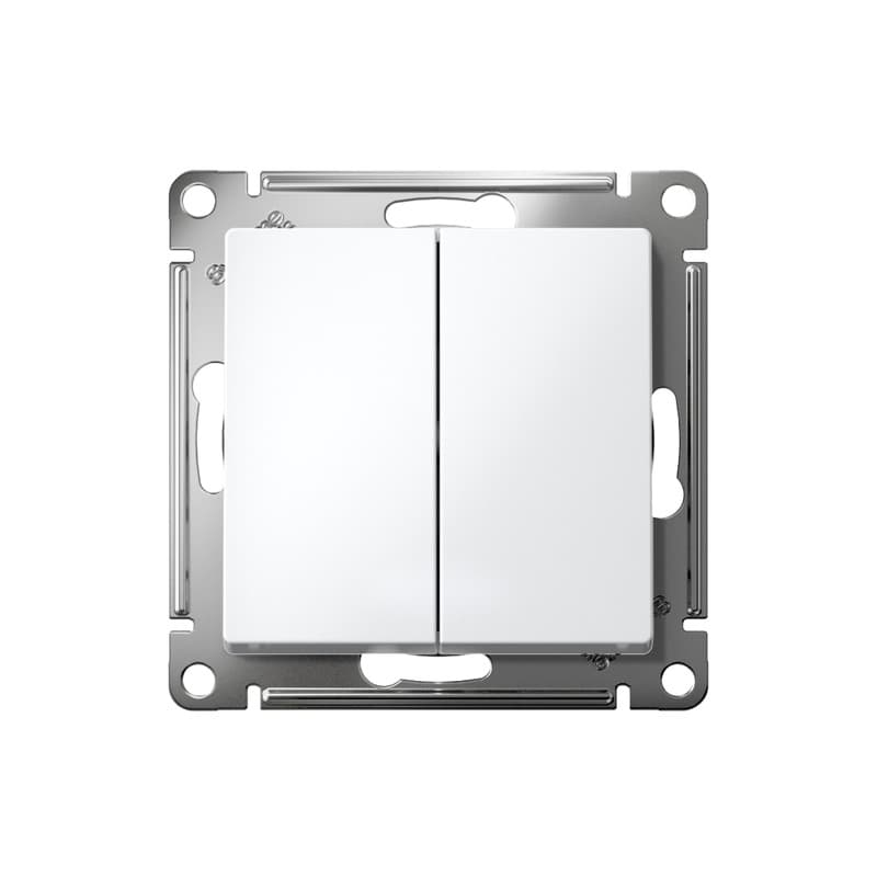 Выключатель перекрестный двухклавишный Systeme Electric ATLASDESIGN ATN000173 (белый) - вид прямо