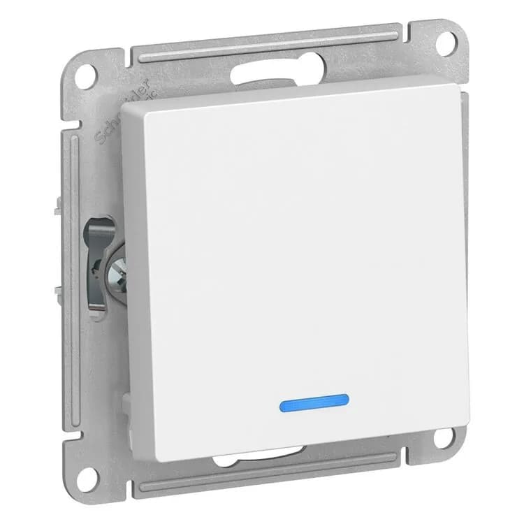 Выключатель одноклавишный Systeme Electric ATLASDESIGN с подсветкой (белый)
