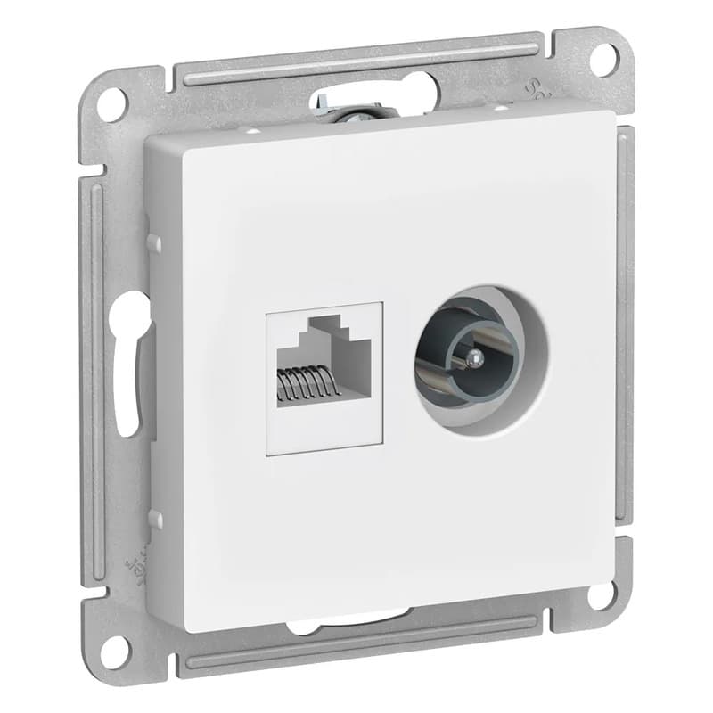 Розетка двойная Systeme Electric ATLASDESIGN ТВ и компьютерная RJ45 (белая) ATN000189