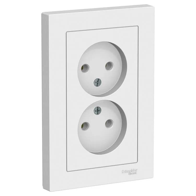 Двойная розетка Systeme (Schneider) Electric AtlasDesign ATN000120 белая без заземления