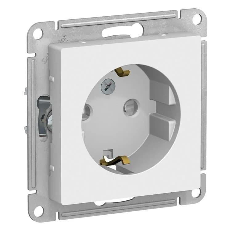 Розетка Schneider Electric AtlasDesign ATN000145 белая с заземлением и шторками - старое фото