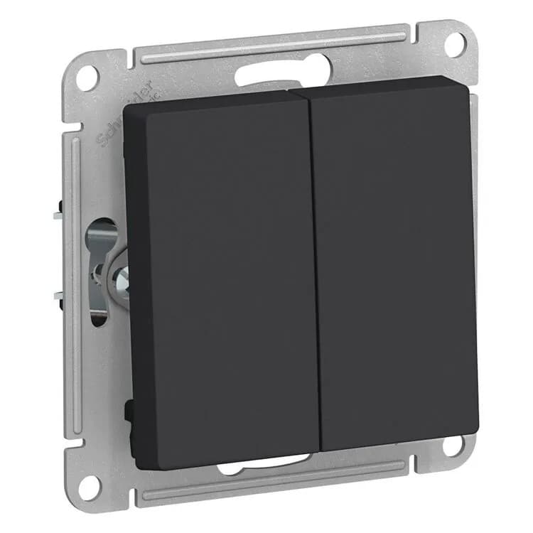 Выключатель двухклавишный Systeme Electric ATLASDESIGN карбон ATN001051 - старое фото