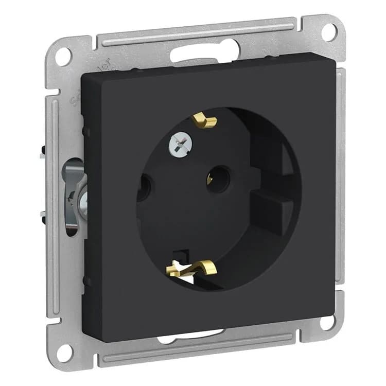 Розетка с заземлением Systeme Electric ATLASDESIGN карбон ATN001043 - старое фото
