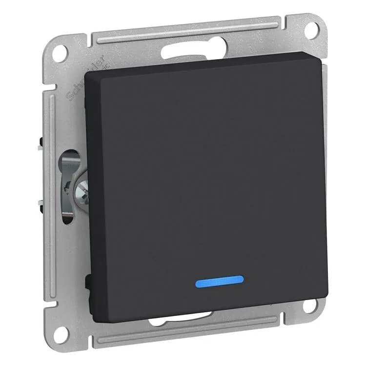 Выключатель одноклавишный с подсветкой Systeme Electric ATLASDESIGN карбон ATN001013 - старое фото