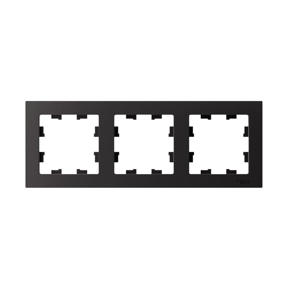 Рамка Schneider Electric AtlasDesign на три места для розеток и выключателей, цвет карбон - вид спереди