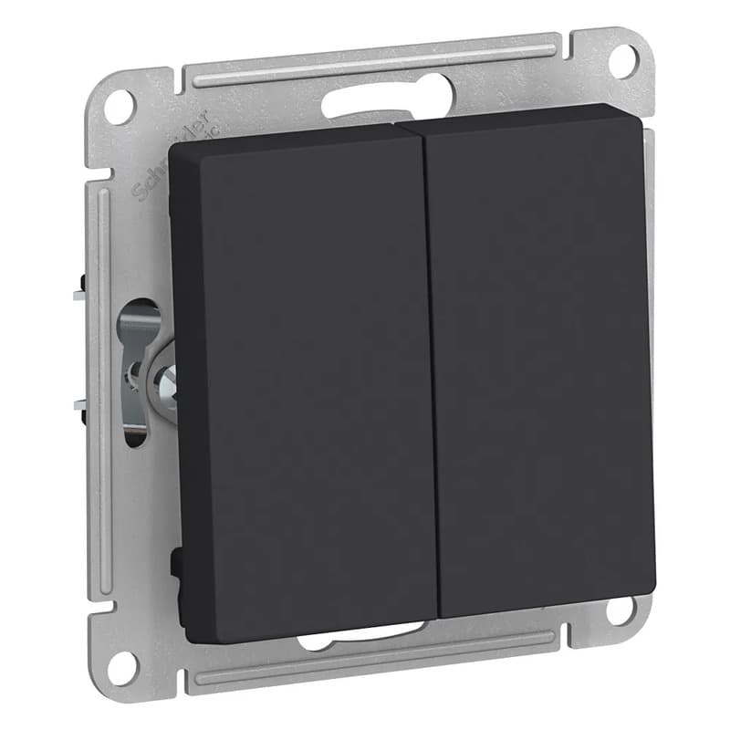 Выключатель двухкнопочный Systeme Electric AtlasDesign для управления двумя группами света, цвет карбон, современный дизайн