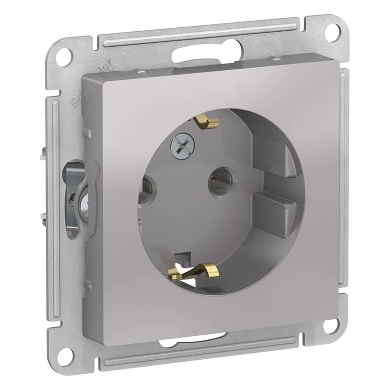 Розетка с заземлением Schneider Electric AtlasDesign алюминий артикул ATN000343