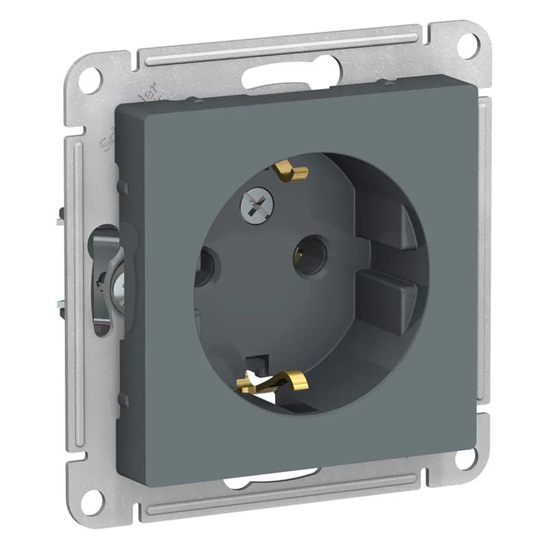 Розетка электрическая с заземлением Systeme Electric AtlasDesign, цвет графит