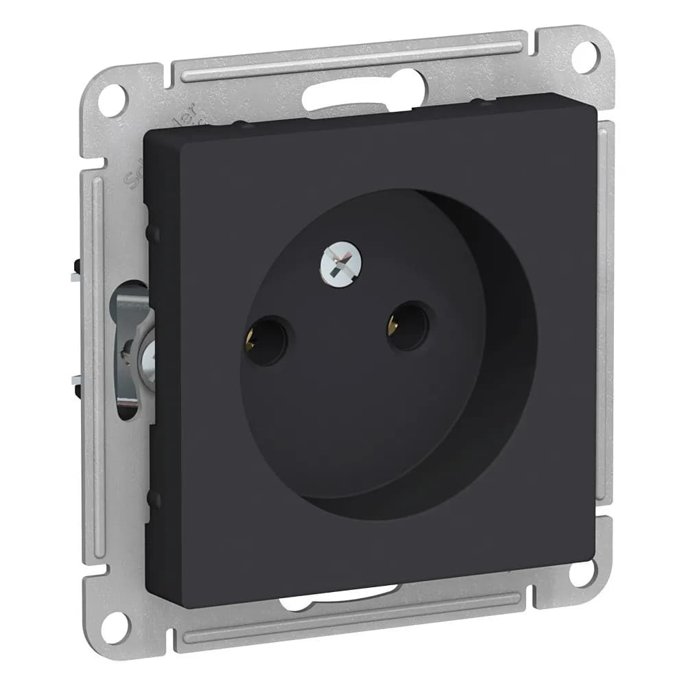 Розетка электрическая без заземления Systeme Electric AtlasDesign, цвет карбон