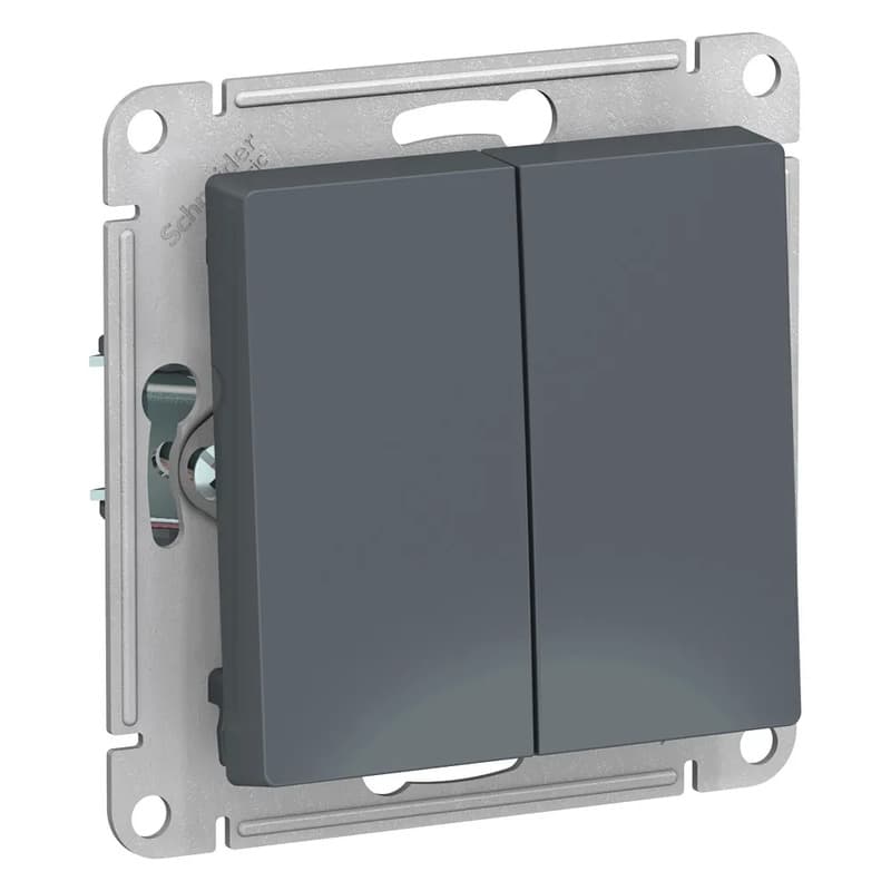 Выключатель двухклавишный Systeme Electric AtlasDesign для управления двумя группами света, цвет графит