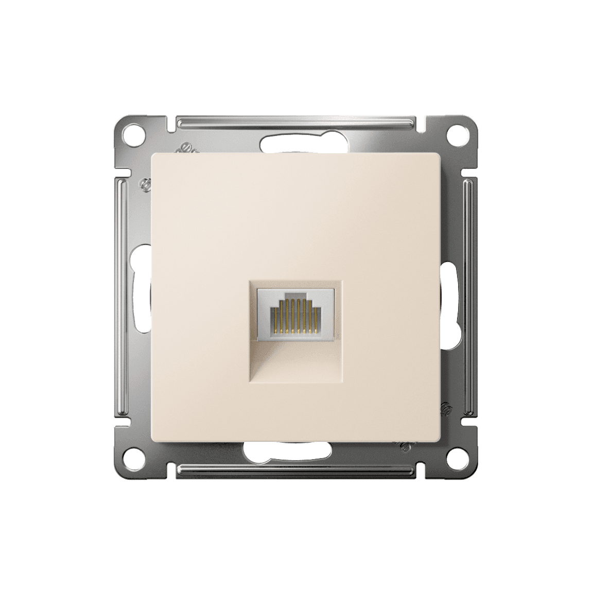 Розетка компьютерная Systeme Electric AtlasDesign ATN000283 бежевого цвета с разъемом RJ-45 - вид спереди