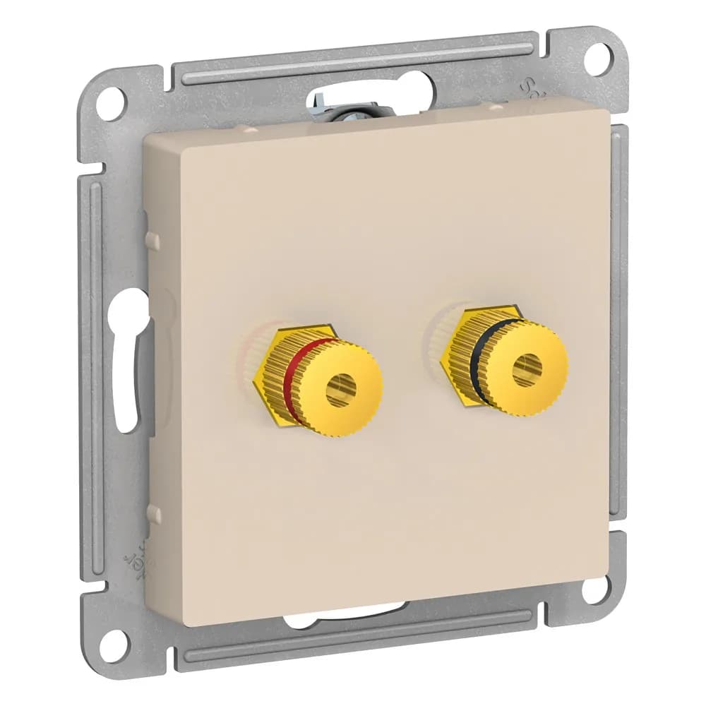 Двухместная аудио розетка Systeme Electric AtlasDesign ATN000287 бежевая с разъемами mini-jack