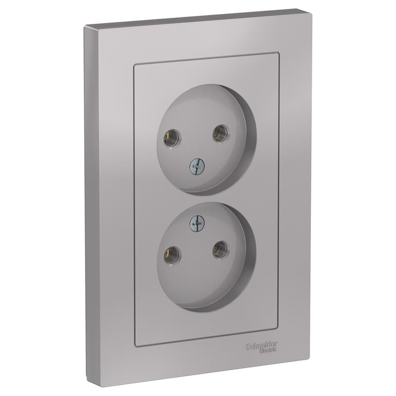Розетка двойная Schneider Electric AtlasDesign алюминий ATN000320