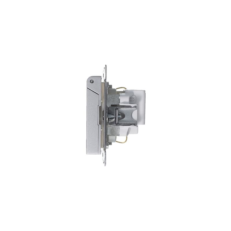 Розетка с заземлением, защитными шторками и крышкой Systeme (Schneider) Electric AtlasDesign ATN000346 (алюминий)