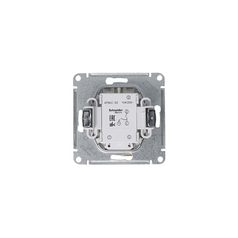 Выключатель двухклавишный с подсветкой Schneider Electric AtlasDesign алюминий ATN000353