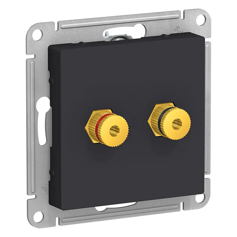 Аудио розетка Systeme Electric AtlasDesign с двумя портами mini-jack, цвет карбон