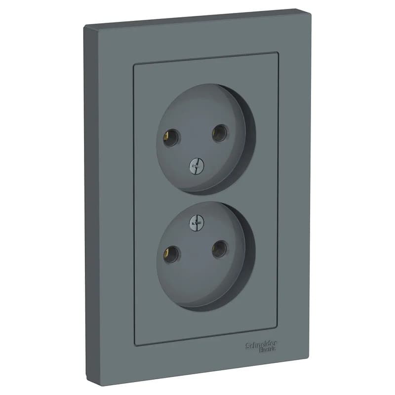 Двойная электрическая розетка Systeme Electric AtlasDesign без заземления, цвет графит