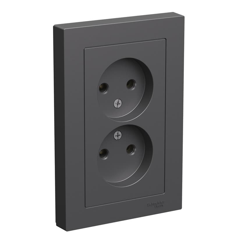 Розетка двойная без заземления Schneider Electric AtlasDesign базальт ATN001420