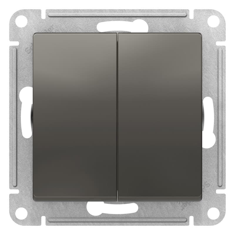 Выключатель двухклавишный перекрестный Schneider Electric AtlasDesign сталь ATN000973