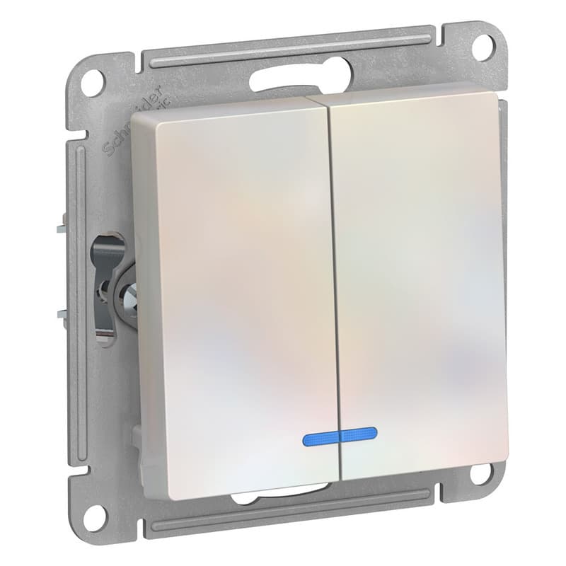Выключатель двухклавишный с подсветкой Schneider Electric AtlasDesign жемчуг ATN000453