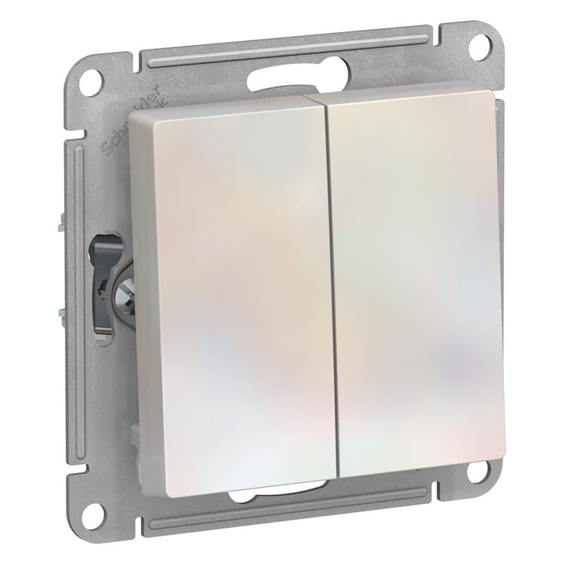Выключатель двухклавишный проходной Schneider Electric AtlasDesign жемчуг ATN000465