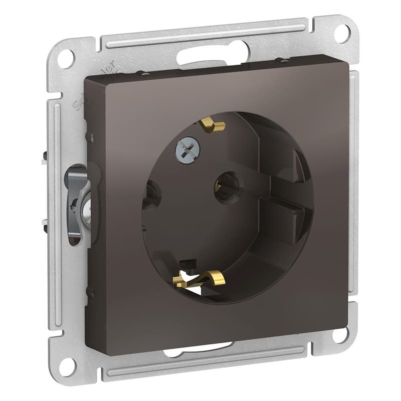 Розетка с заземлением Schneider Electric AtlasDesign мокко ATN000643