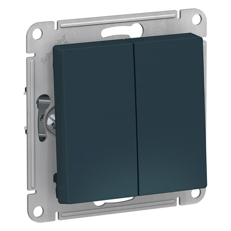 Выключатель двухклавишный проходной Schneider Electric AtlasDesign изумруд ATN000865