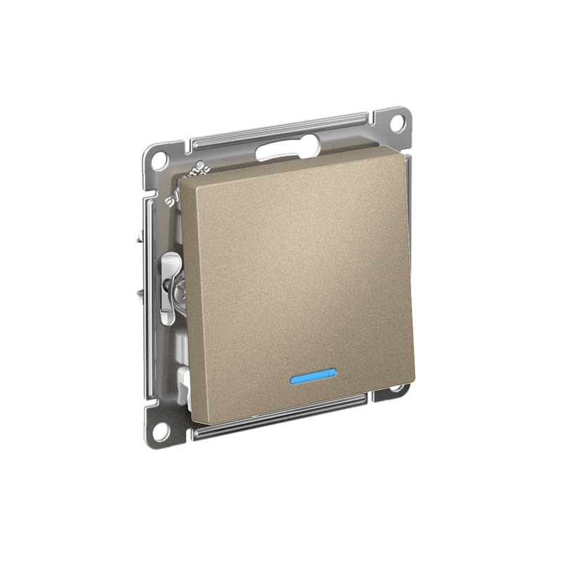 Выключатель одноклавишный с подсветкой Schneider Electric AtlasDesign шампань ATN000513