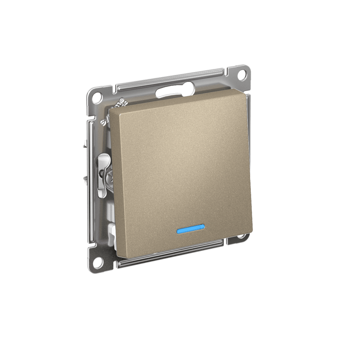 Выключатель одноклавишный проходной с подсветкой Schneider Electric AtlasDesign шампань ATN000563