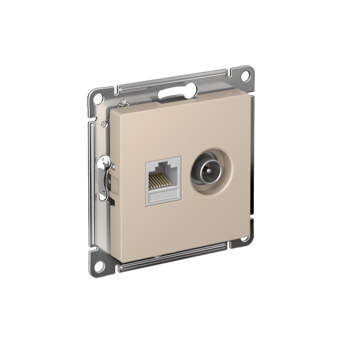 Розетка двойная TV компьютерная Schneider Electric AtlasDesign песочный ATN001289