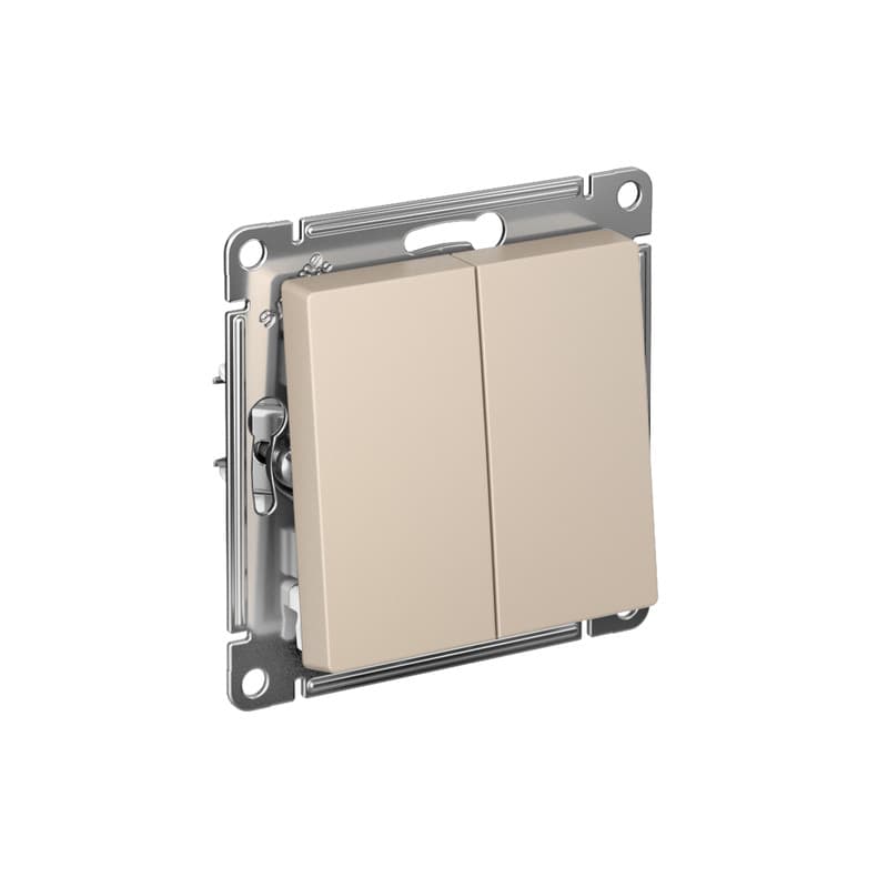 Выключатель двухклавишный проходной Schneider Electric AtlasDesign песочный ATN001265