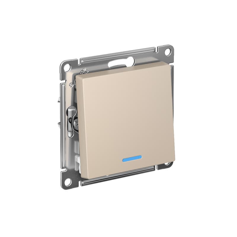 Выключатель одноклавишный проходной с подсветкой Schneider Electric AtlasDesign песочный ATN001263