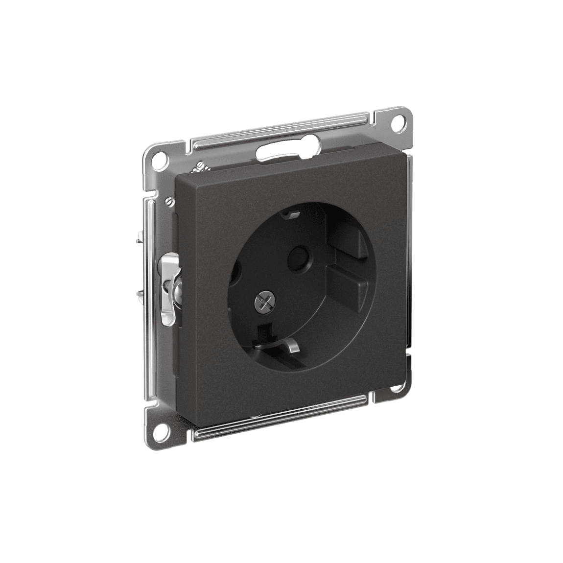 Розетка с заземлением и защитными шторками Schneider Electric AtlasDesign базальт ATN001445