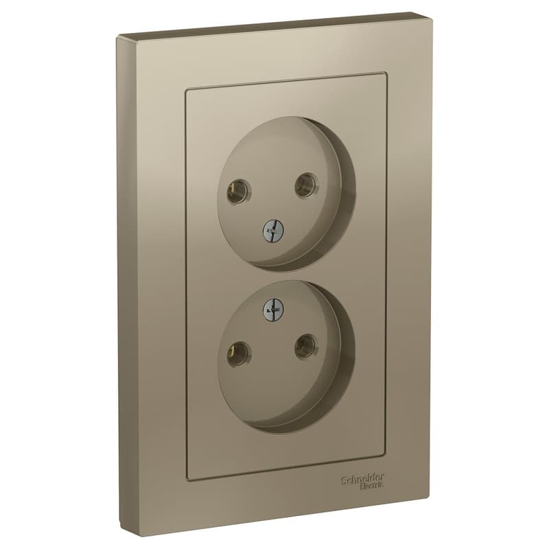 Розетка двойная без заземления Schneider Electric AtlasDesign шампань ATN000520