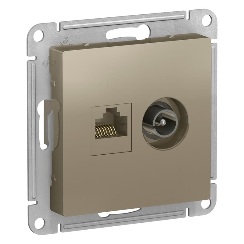 Розетка двойная TV компьютерная Schneider Electric AtlasDesign шампань ATN000589
