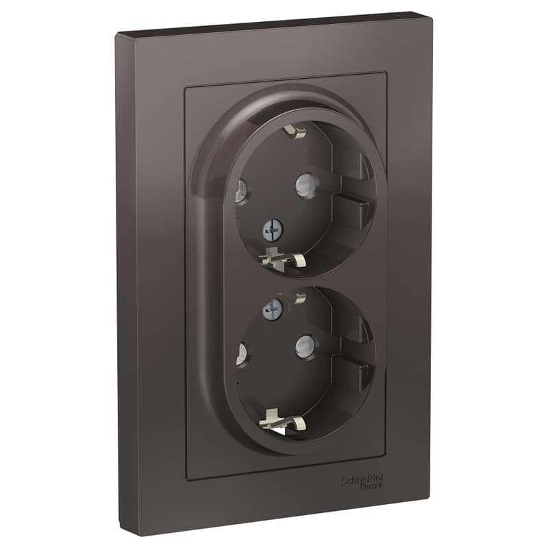 Розетка с заземлением и защитными шторками Schneider Electric AtlasDesign мокко ATN000626
