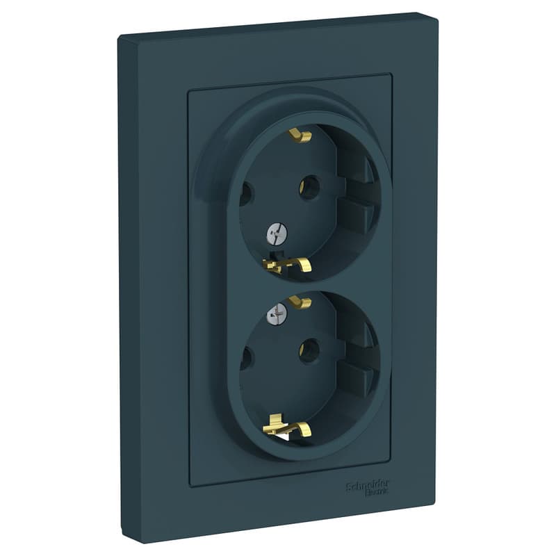 Розетка двойная с заземлением Schneider Electric AtlasDesign изумруд ATN000824