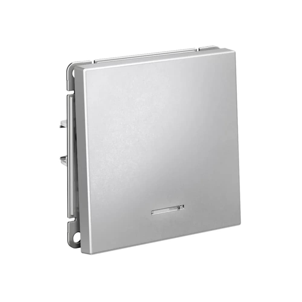 Дизайнерский выключатель одноклавишный с подсветкой Systeme Electric ArtGallery, цвет алюминий