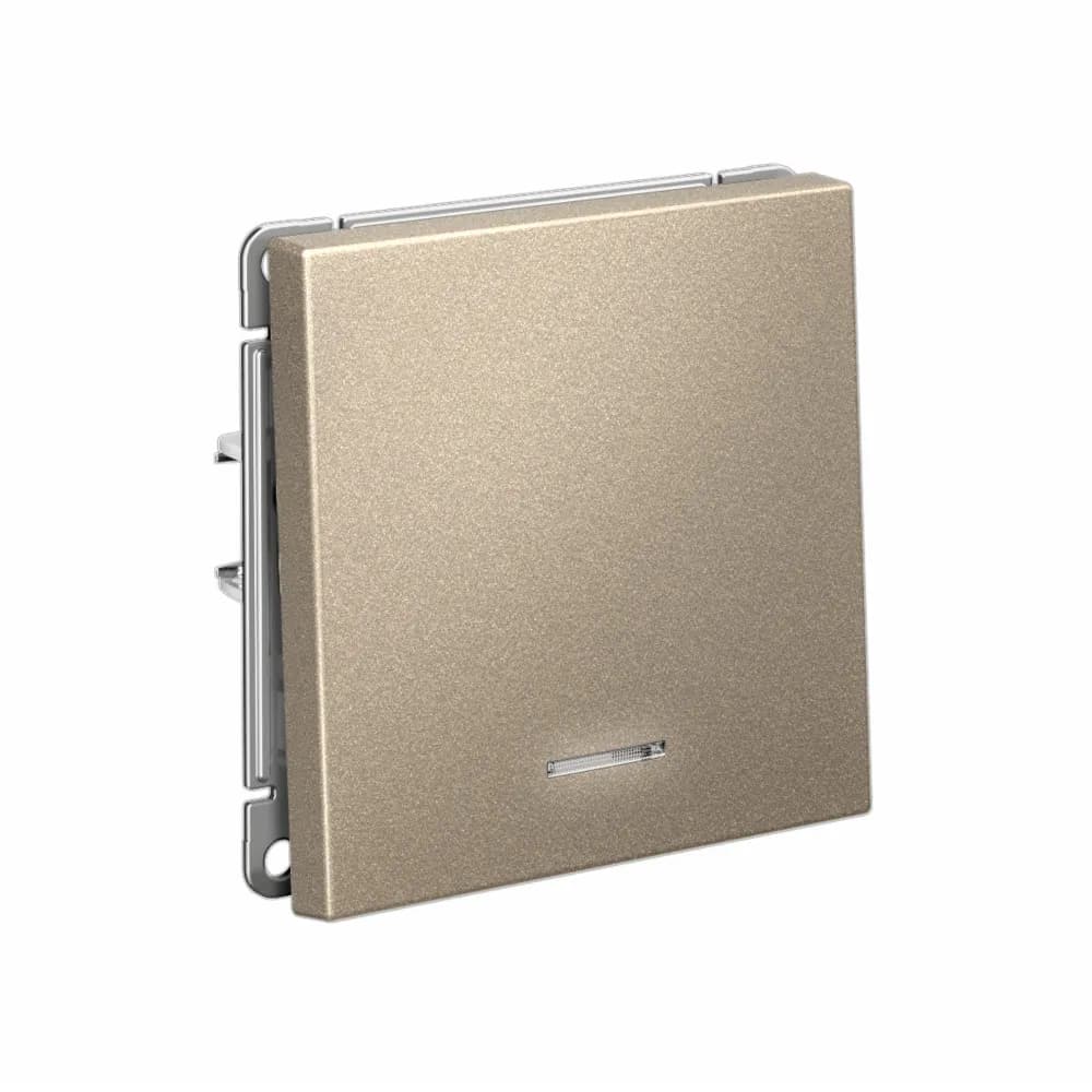 Дизайнерский выключатель одноклавишный с подсветкой Systeme Electric ArtGallery, цвет шампань