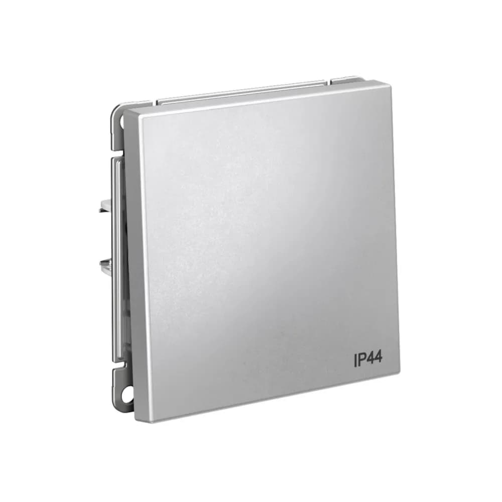 Дизайнерский влагозащищенный проходной выключатель одноклавишный Systeme Electric ArtGallery, степень защиты IP44, цвет алюминий