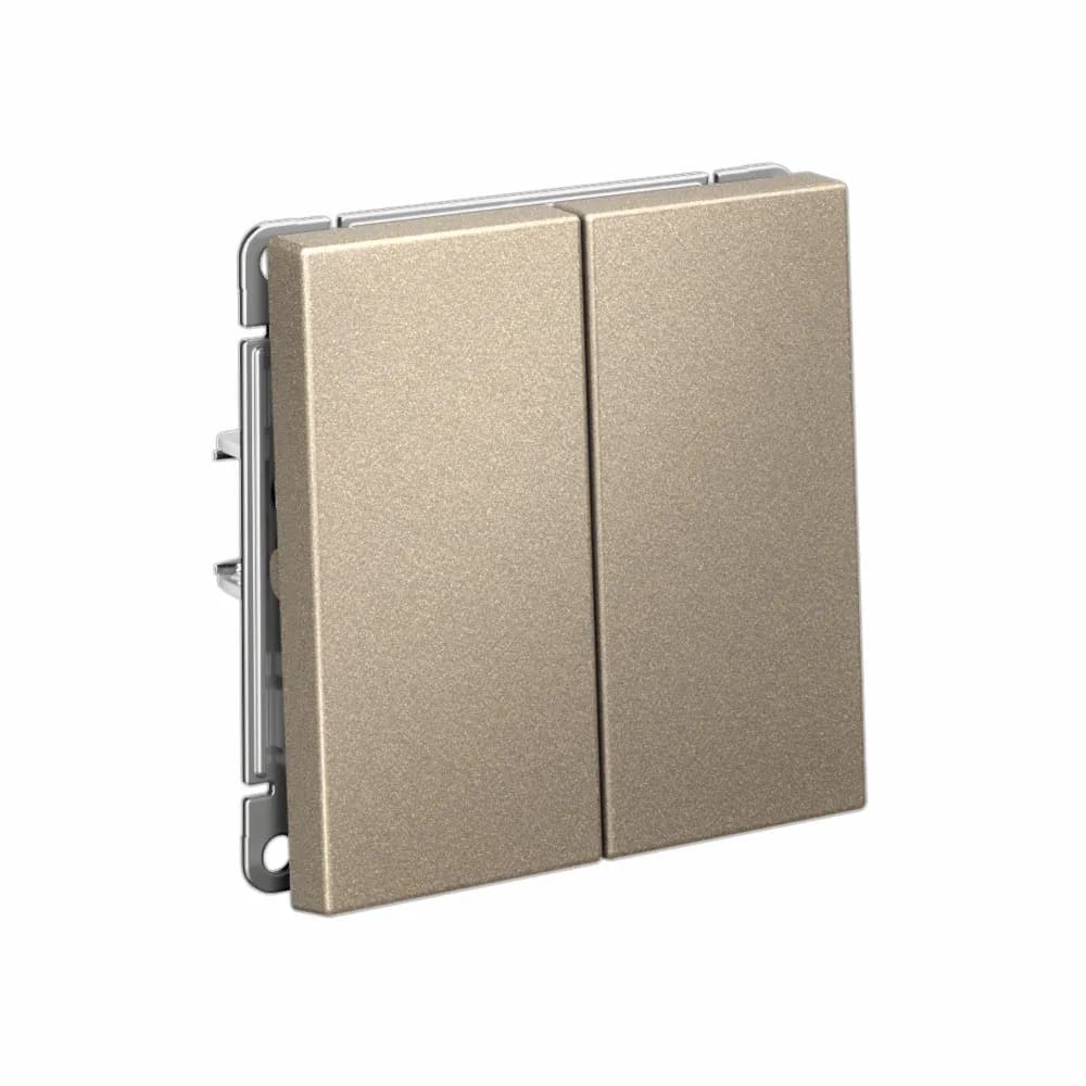 Дизайнерский выключатель двухклавишный Systeme Electric ArtGallery, цвет шампань