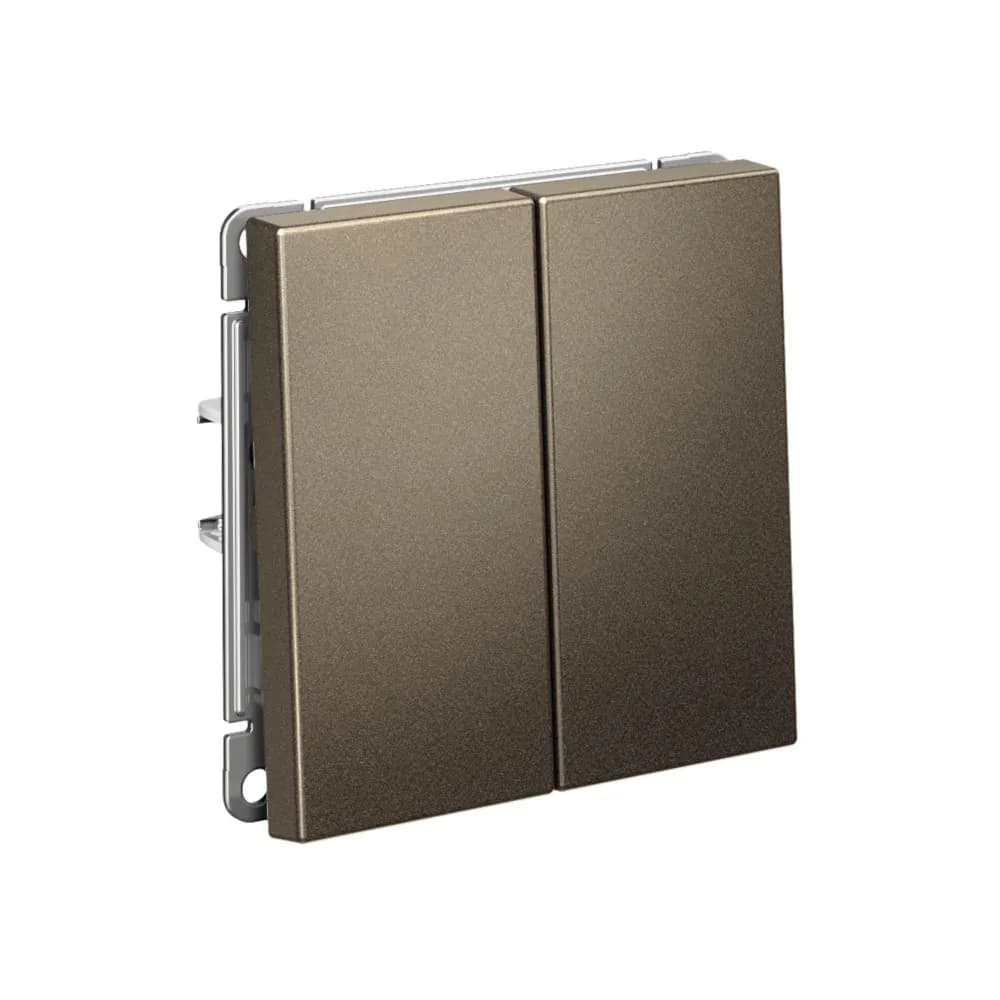 Дизайнерский выключатель двухкнопочный Systeme Electric ArtGallery, цвет мокко, современный дизайн