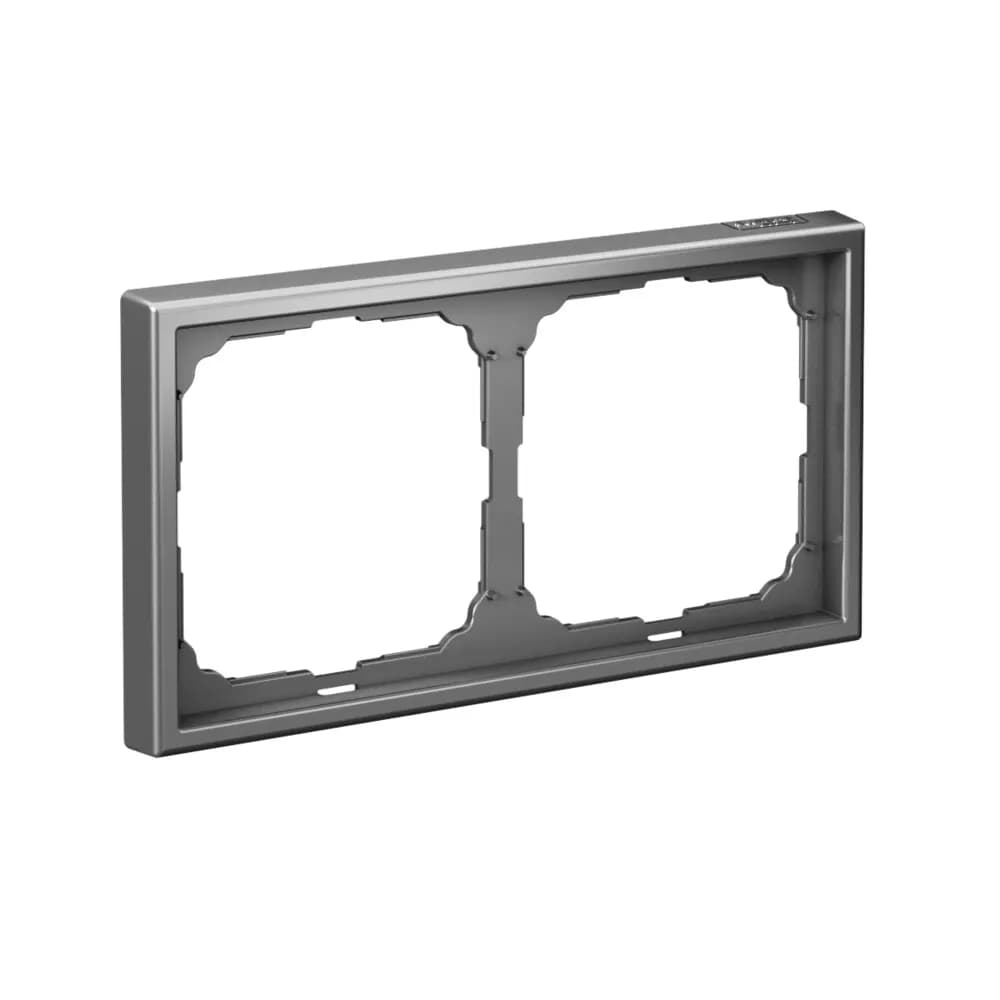 Дизайнерская рамка на 2 места (модуля) для выключателей или розеток Systeme Electric ArtGallery, цвет сталь