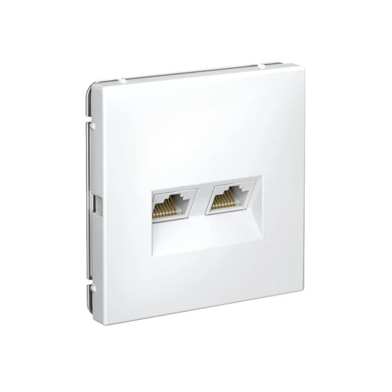 Дизайнерская двойная компьютерная розетка категории 6A (Cat.6A) Systeme Electric ArtGallery, два порта RJ45, белый цвет