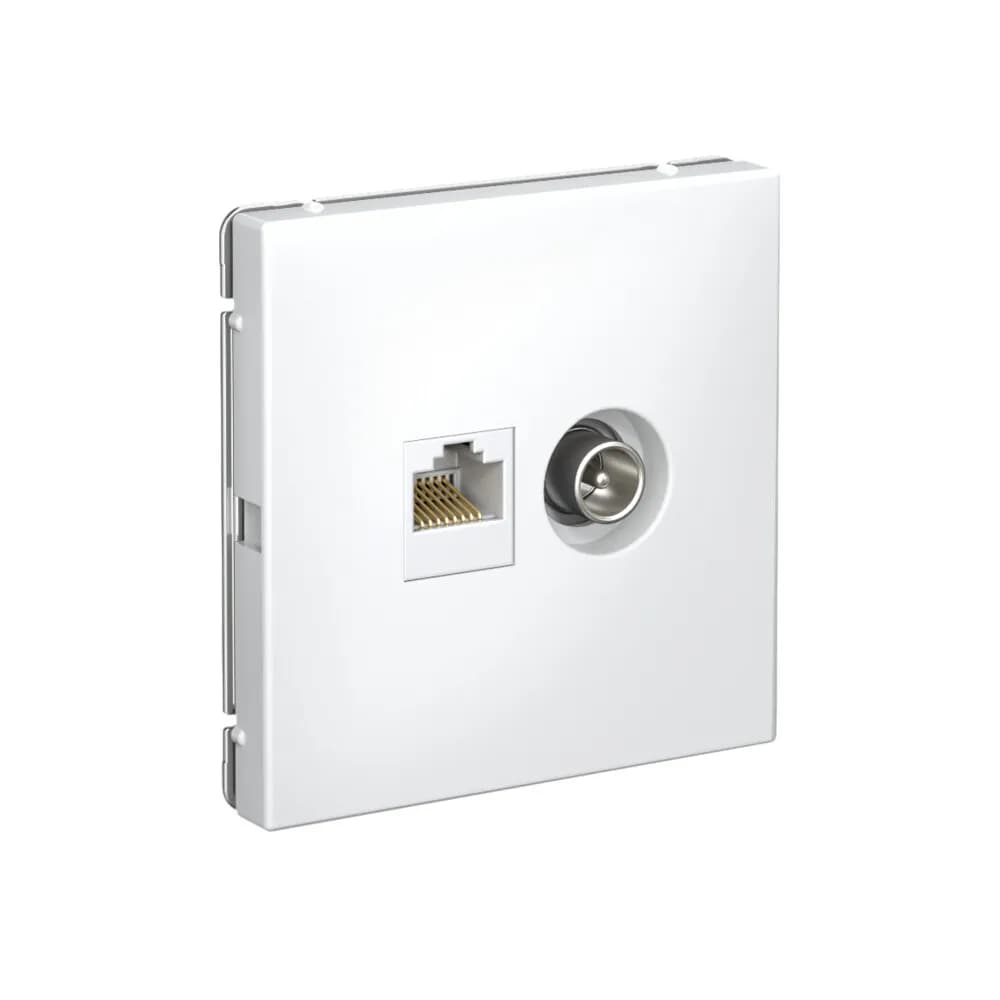 Дизайнерская комбинированная розетка Systeme Electric ArtGallery: ТВ и компьютерный порт, белый цвет