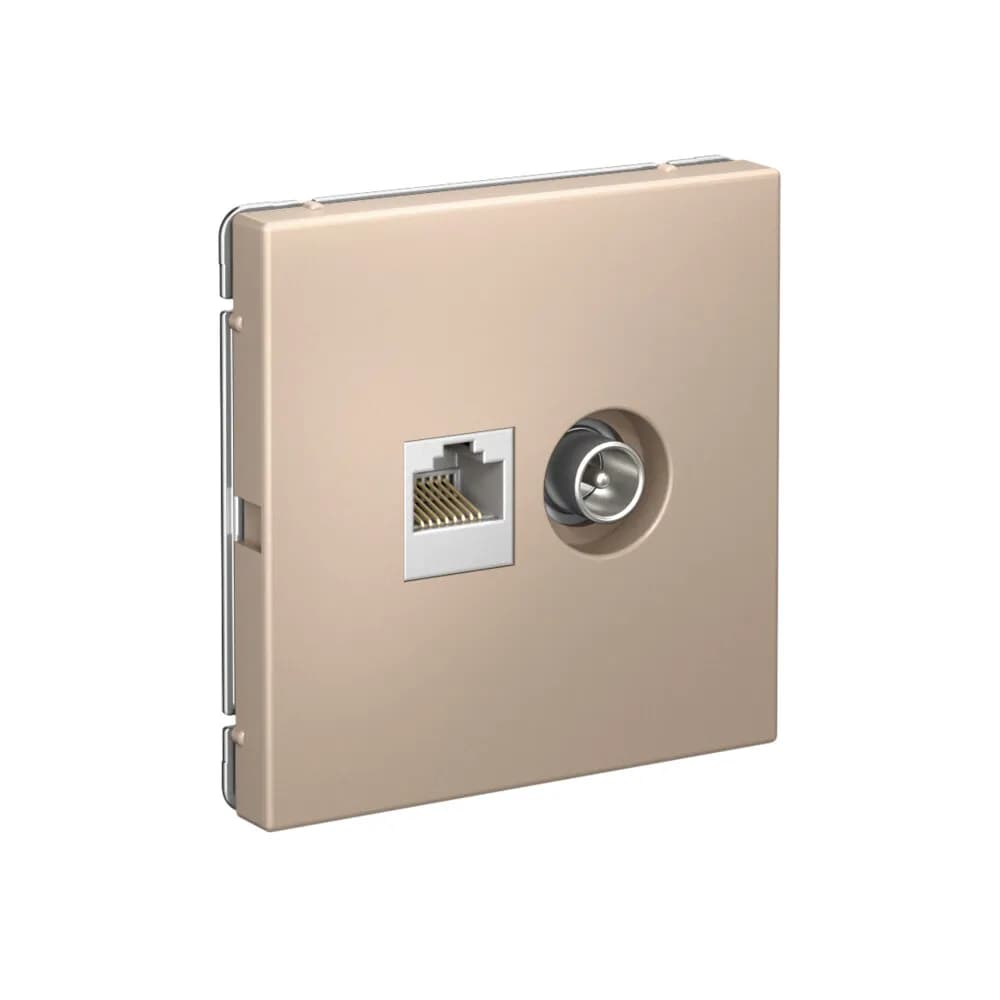 Дизайнерская комбинированная розетка Systeme Electric ArtGallery: ТВ и компьютерный порт, цвет песочный